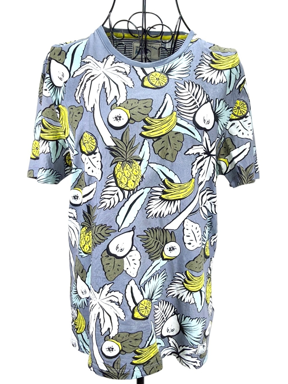 Ted Baker Striped Nautical Tropical Tee with Yellow Trim